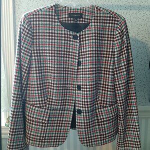 Talbots Magenta, Green & Black Plaid Blazer